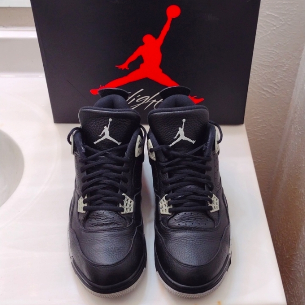 Air Jordan 4 Retro Black Oreo Tech Grey LS Mens Sneakers 314254-003 Size 12 - Picture 9 of 14